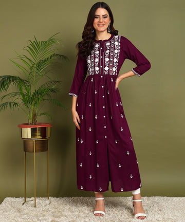 Kurta Full W Seq Purple 1