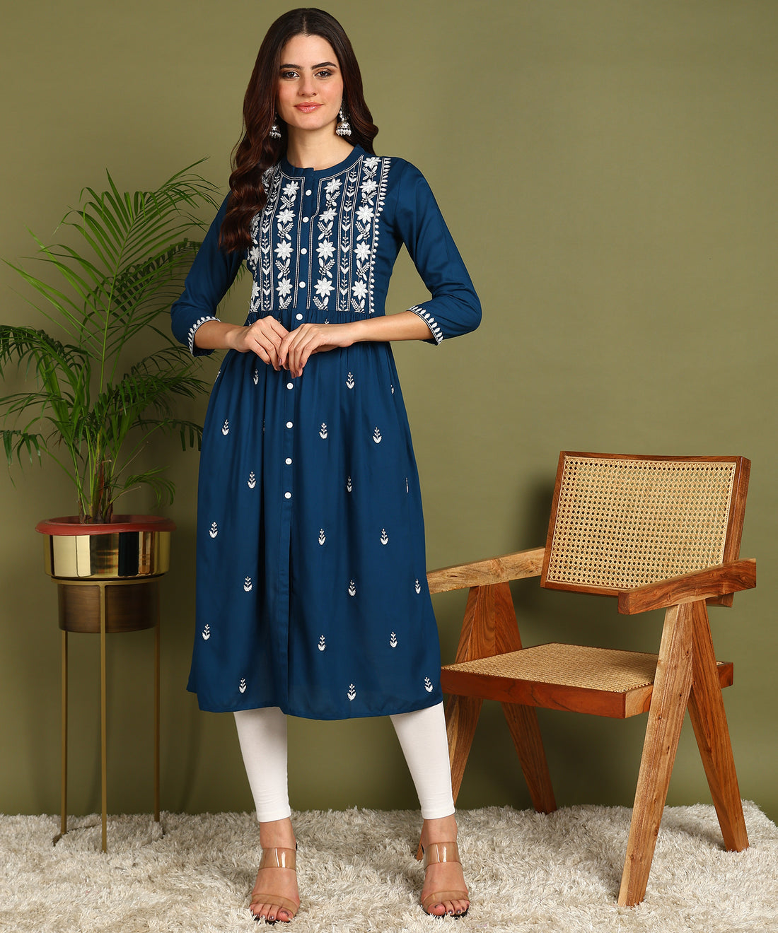 Kurta Full W Seq Petrol Blue 1