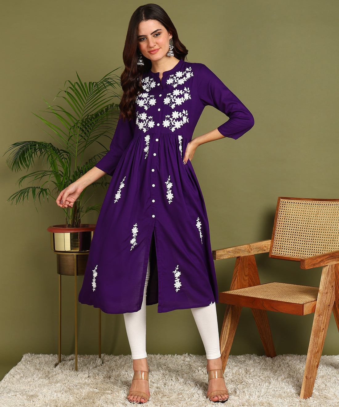 Kurta Whiteemb Violet 1