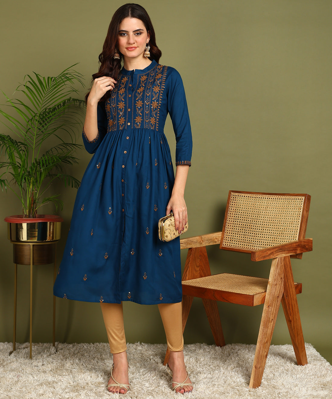 Kurta Full B Seq Petrol Blue 1