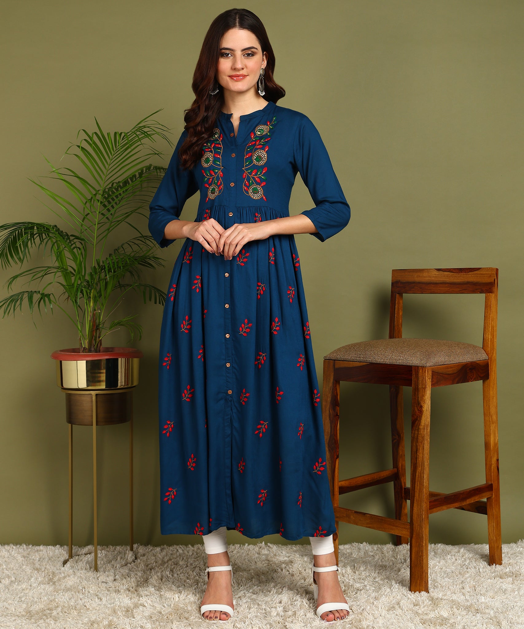 Kurta Leaf Petrol Blue 1