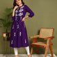 Floral Embroidery Rayon Violet Kurta