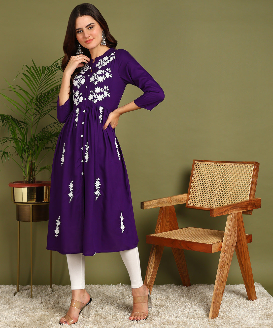 Kurta Whiteemb Violet 1