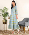 Women Embroidered Kurta 0130 Blue 2