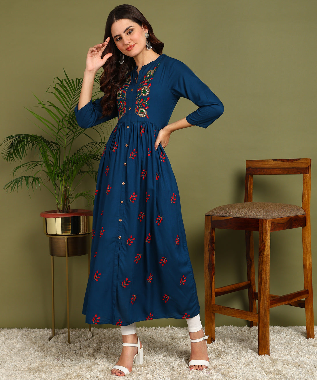 Kurta Leaf Petrol Blue 1