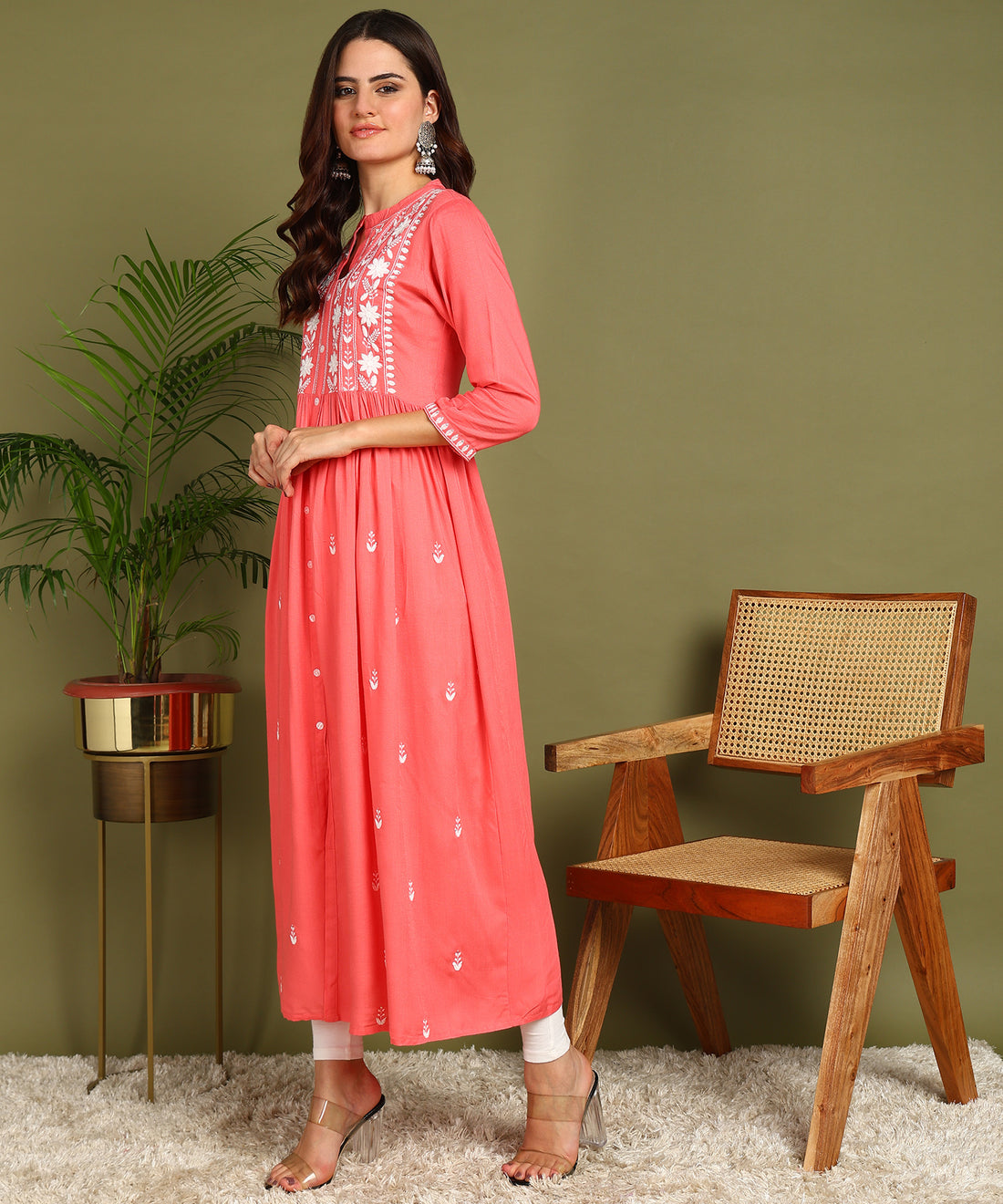 Kurta Full W Seq Peach 1