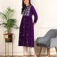 Floral Embroidery Rayon Violet Kurta