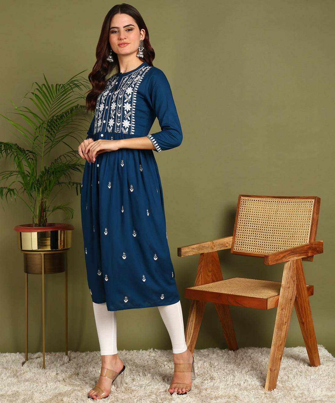 Kurta Full W Seq Petrol Blue 1