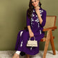 Floral Embroidery Rayon Violet Kurta