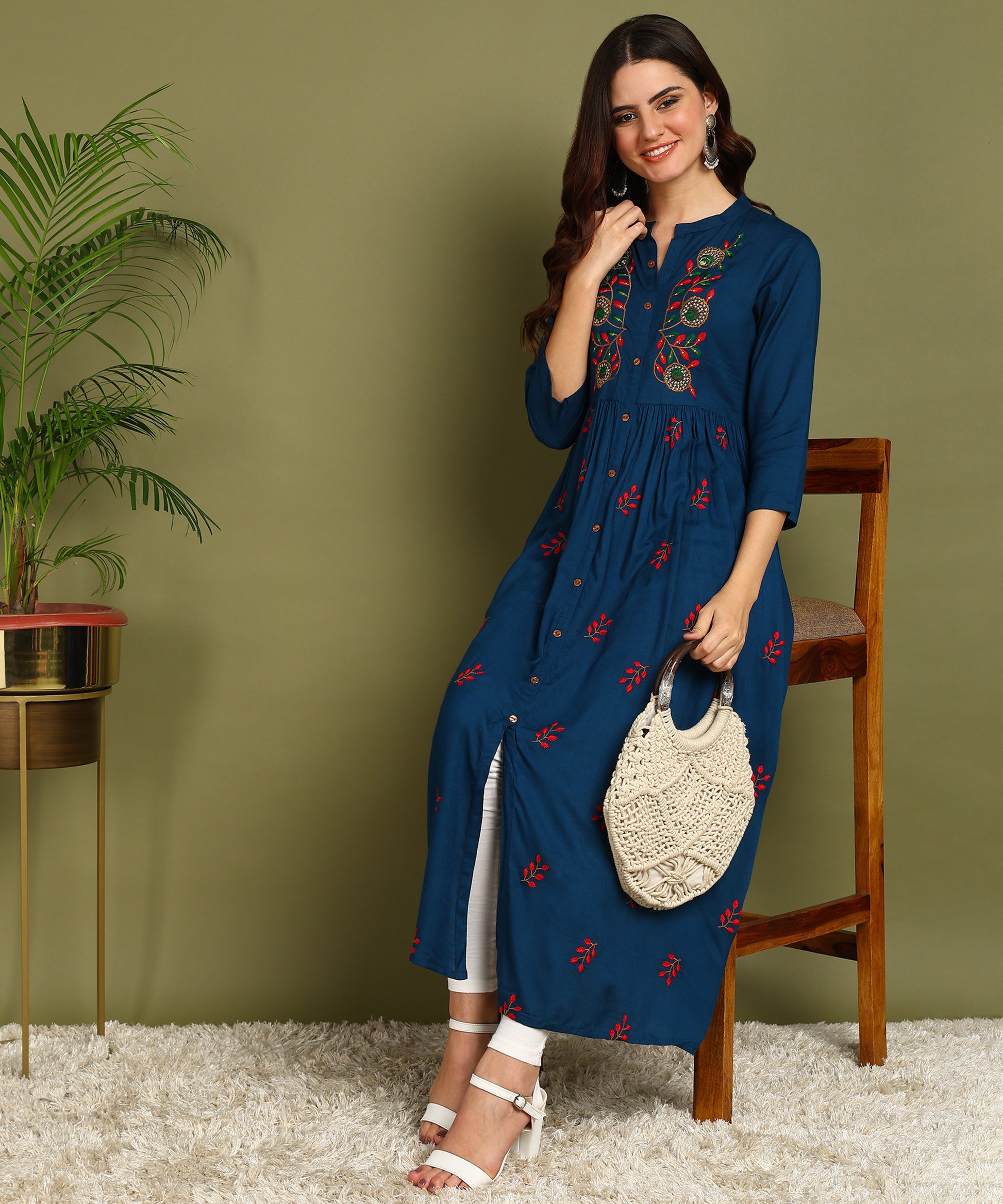 Kurta Leaf Petrol Blue 3