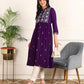 Floral Embroidery Rayon Violet Kurta