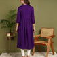 Floral Embroidery Rayon Violet Kurta