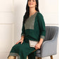 Zari Embroidered Rayon Dark Green Kurta