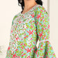 Floral Print Chikan Emboridered Rayon Green Kurta