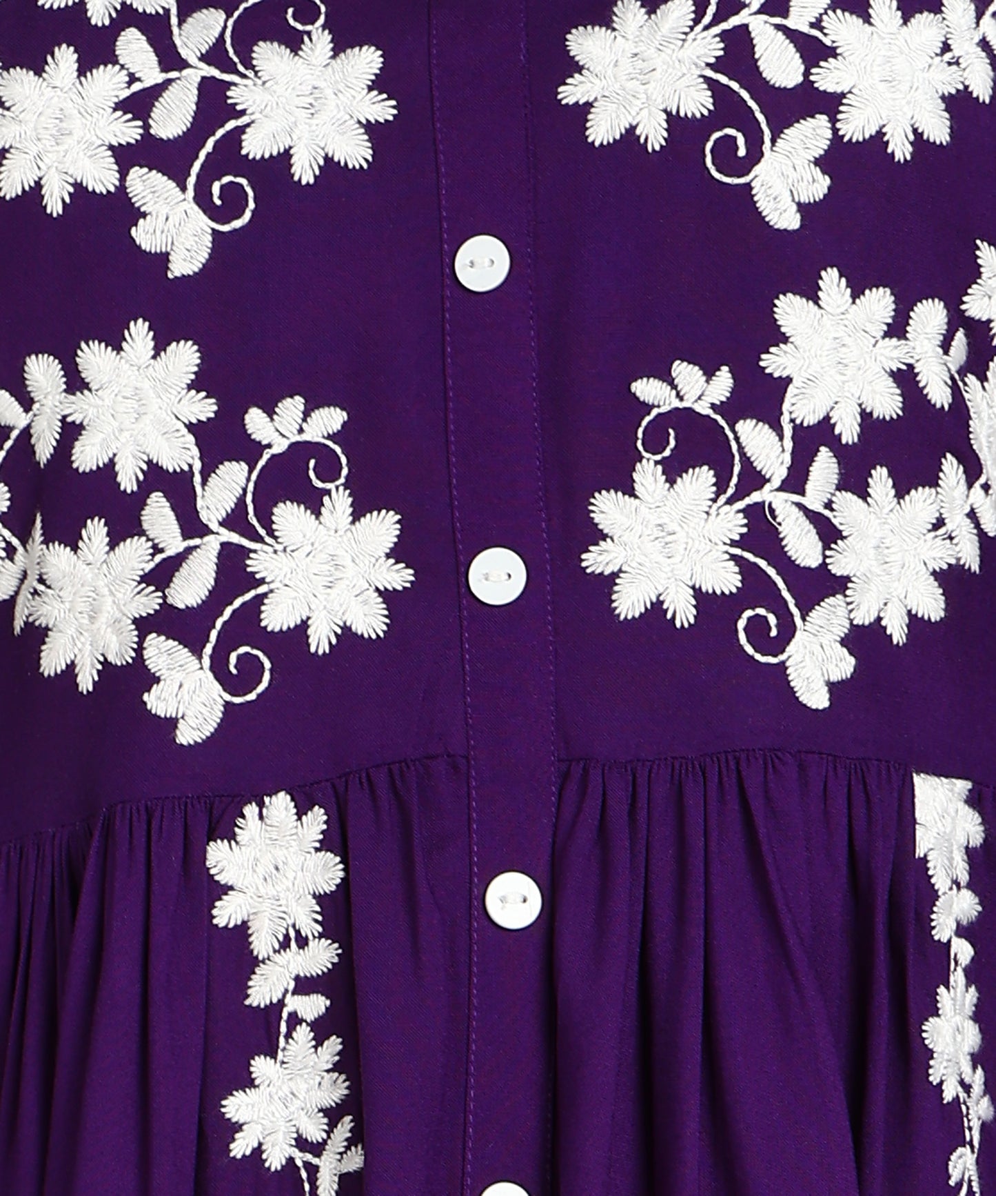 Floral Embroidery Rayon Violet Kurta