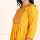 Dot Print Embroidered Rayon Mustard Kurta