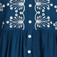 Floral Embroidery Rayon Petrol Blue Kurta