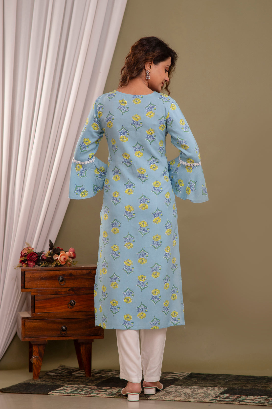 Women Chickan Embroidered Shiffon D Set 504 Light Blue 1