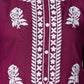 Purple Straight Kurta with Rose Embroidery